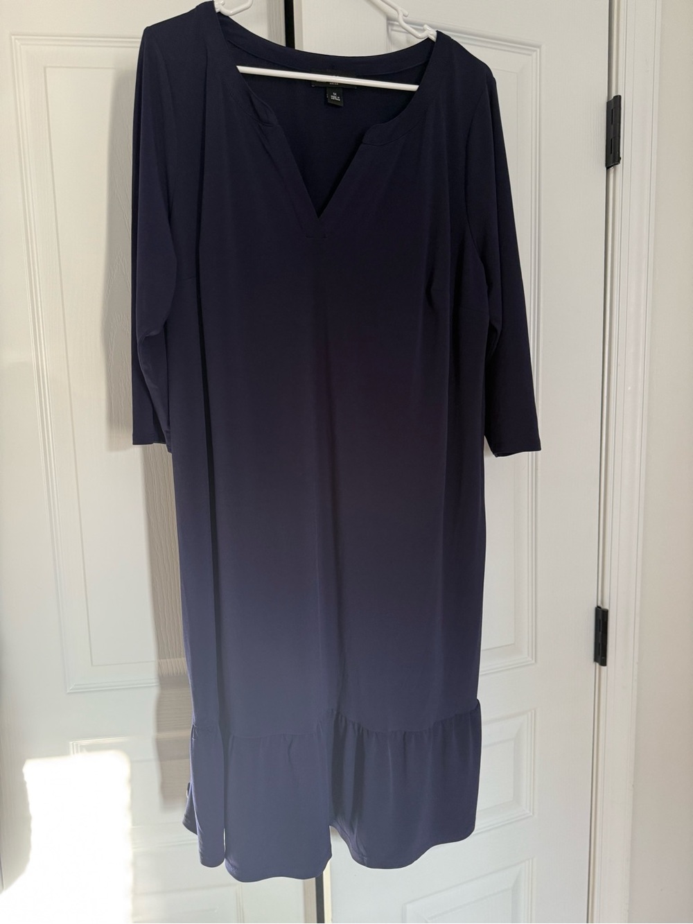 Women’s Navy Midi Dress with V-Neck